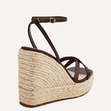 Desta Brown Nubuck Strappy Rope Wedges