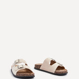 Echo Beige Double Buckle Sandals