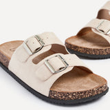 Echo Beige Double Buckle Sandals