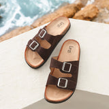 Echo Brown Double Buckle Sandals