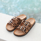 Echo Leopard Print Double Buckle Sandals