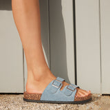 Echo Pale Blue Double Buckle Sandals