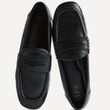 Edition Black Faux Leather Penny Loafers