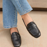Edition Black Faux Leather Penny Loafers