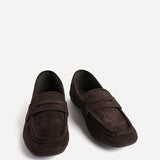 Edition Brown Faux Suede Penny Loafers