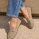 Edition Taupe Faux Suede Penny Loafers