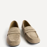 Edition Taupe Faux Suede Penny Loafers