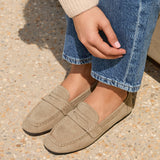 Edition Taupe Faux Suede Penny Loafers