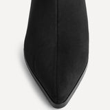 Effect Black Faux Suede Ruched Ankle Boots