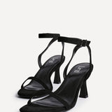 Elevate Black Faux Suede Barely There Heels
