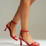 Elevate Red Faux Leather Barely There Heels