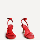 Elevate Red Faux Leather Barely There Heels
