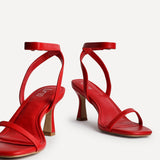 Elevate Red Faux Leather Barely There Heels