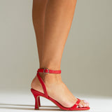 Elevate Red Faux Leather Barely There Heels