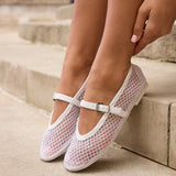 Elise Bridal Diamante Mesh Mary Jane Pumps