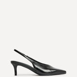 Eliza Black Faux Leather Court Heels