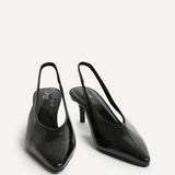 Eliza Black Faux Leather Court Heels