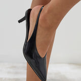 Eliza Black Faux Leather Court Heels