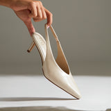 Eliza Taupe Faux Leather Court Heels