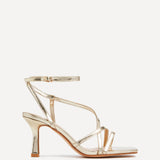 Ella Gold Faux Leather Strappy Heels