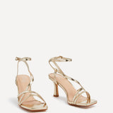 Ella Gold Faux Leather Strappy Heels