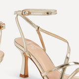 Ella Gold Faux Leather Strappy Heels