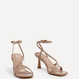 Ella Nude Faux Leather Strappy Heels