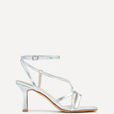 Ella Silver Faux Leather Strappy Heels