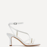 Ella White Faux Leather Strappy Heels