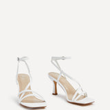 Ella White Faux Leather Strappy Heels