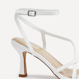 Ella White Faux Leather Strappy Heels