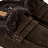 Elma Brown Suede Leather Mules With Fur
