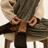 Elma Brown Suede Leather Mules With Fur