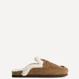 Elma Chestnut Suede Leather Mules With Fur