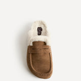 Elma Chestnut Suede Leather Mules With Fur