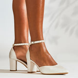 Elowen Wide Fit Bridal Ivory Satin Court Heels