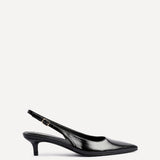 Elvira Black Faux Leather Kitten Court Heels