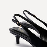 Elvira Black Faux Leather Kitten Court Heels