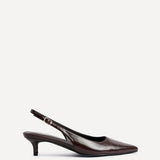Elvira Brown Faux Leather Kitten Court Heels
