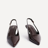Elvira Brown Faux Leather Kitten Court Heels