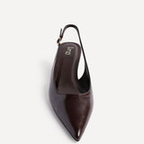 Elvira Brown Faux Leather Kitten Court Heels