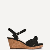 Elyah Black Faux Suede Cork Wedges