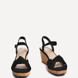 Elyah Black Faux Suede Cork Wedges