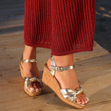 Elyah Gold Faux Leather Cork Wedges