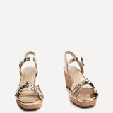 Elyah Gold Faux Leather Cork Wedges