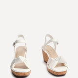 Elyah White Faux Leather Cork Wedges