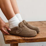 Ember Mocha Suede Leather Fur Lined Clogs