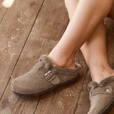 Ember Mocha Suede Leather Fur Lined Clogs