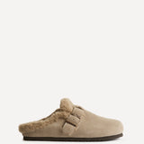 Ember Taupe Suede Leather Fur Lined Clogs