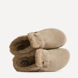 Ember Taupe Suede Leather Fur Lined Clogs